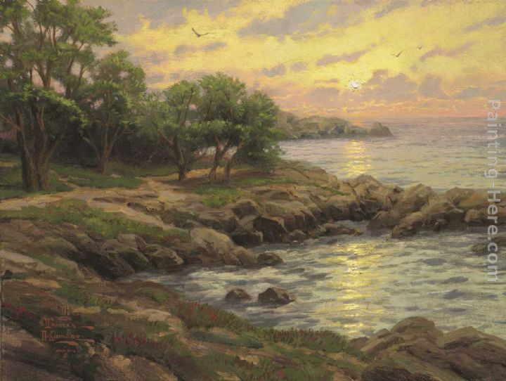 Sunset on Monterey Bay painting - Thomas Kinkade Sunset on Monterey Bay art painting